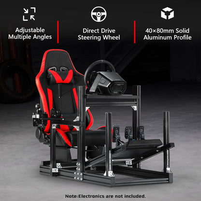 Dardoo 4080 Aluminium Profile Racing Sim Cockpit with Red Seat, Fully Adjustability, Fit for Logitech,Thrustmaster, Fanatec G29 G923 T248,  Not Include Steering Wheel,Pedals,Handbrake