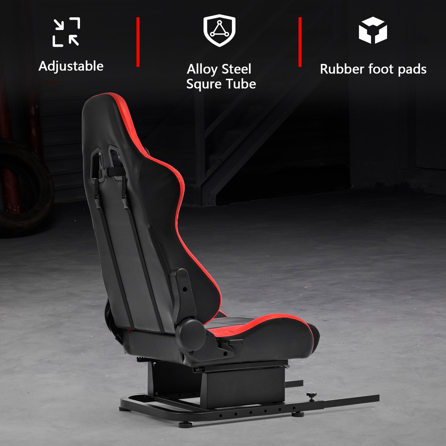 Dardoo Racing Simulator Cockpit Red Seat/Flight Sim Game Chair with Neck Pillow Lumbar and Matching Bottom Support Bracket,Seat Belt Drilling Support for DIY