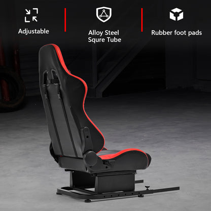 Dardoo Racing Simulator Cockpit Red Seat/Flight Sim Game Chair with Neck Pillow Lumbar and Matching Bottom Support Bracket,Seat Belt Drilling Support for DIY