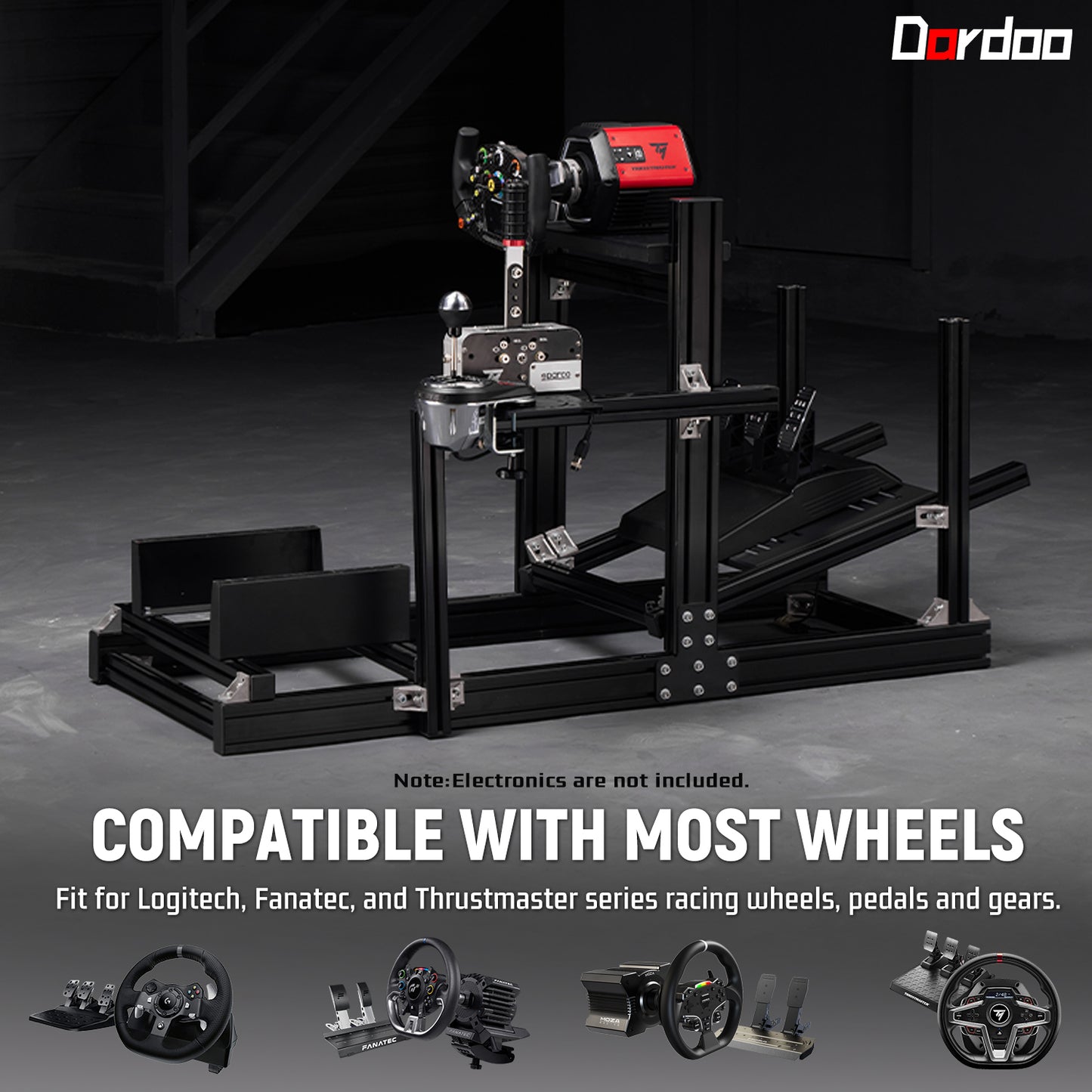 Dardoo GT/F1 Sim Racing Cockpit 4080 Aluminium Profile Racing Stand, Adjustable Seat/Steering/Pedals, Fit for Using Direct Drive Steering Wheel GPRO CSLDD T818,does not include pedals, steering wheel, or other electronic devices