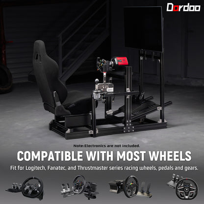 Dardoo 4080 Aluminum  Profile Racing Sim Cockpit with Black Seat and Monitor stand, Ultra Strength & Rigidity, Fit for Logitech,Thrustmaster, Fanatec G29 G923 T248,  Not Include Steering Wheel,Pedals,Handbrake