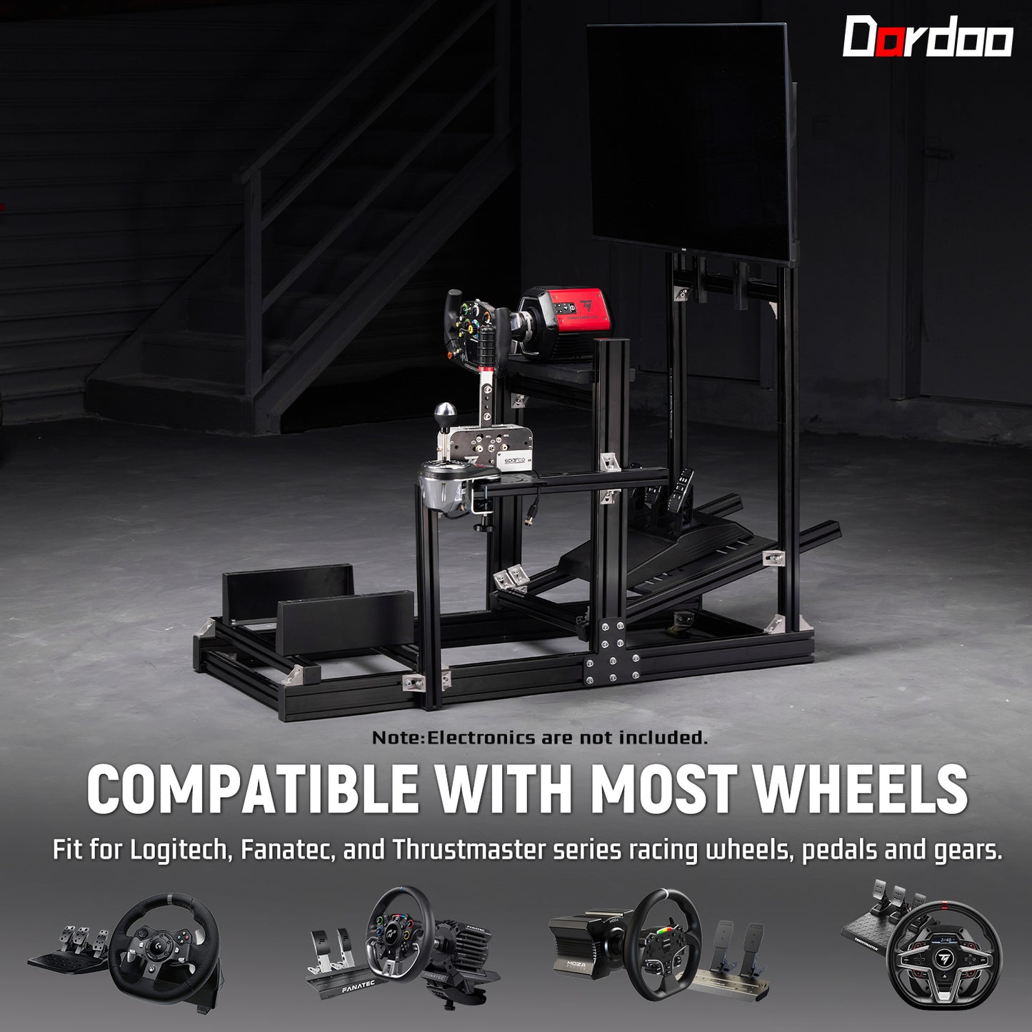 Dardoo 4080 Aluminum Profile Racing Simulator Cockpit with Monitor Mount, Unlimited Adjustment, Fit for Thrustmaster, Fanatec, Moza, Logitech G29 GPro, Not Include Steering Wheel,Pedals,Handbrake