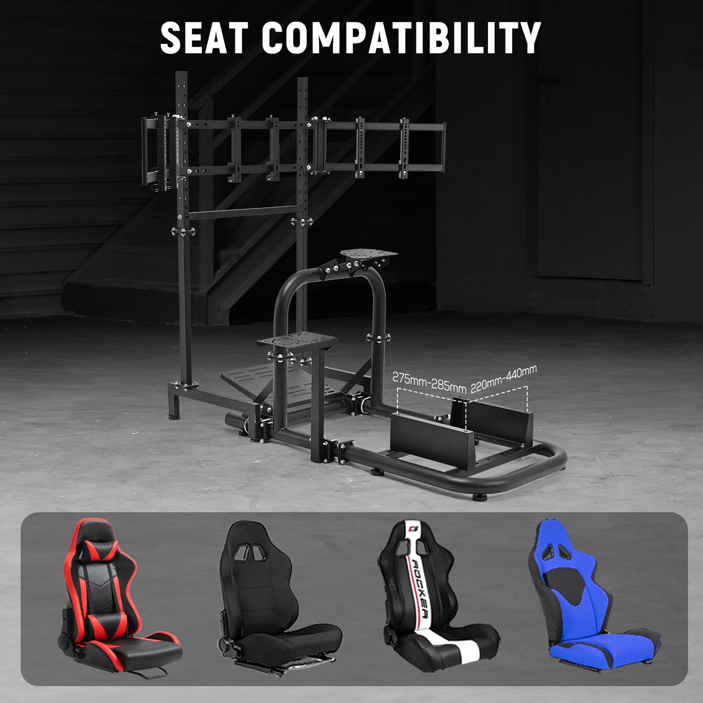 Dardoo G920 Racing Simulator Cockpit with Triple Monitor Stand Fit for all Logitech G29 G920, for Thrustmaster for Xbox, Includes only Cockpit, and Monitor Stand