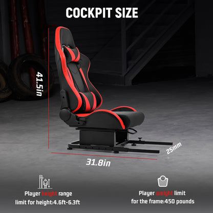 Dardoo Racing Simulator Cockpit Red Seat/Flight Sim Game Chair with Neck Pillow Lumbar and Matching Bottom Support Bracket,Seat Belt Drilling Support for DIY