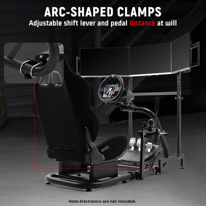 Dardoo Inspired Racing Sim Simulator Cockpit with Black Seat and  Triple Monitor Stand, Fit for Logitech Thrustmaster G29,G25,G920,G923,T248,NOT Include Wheel Shifter Pedals