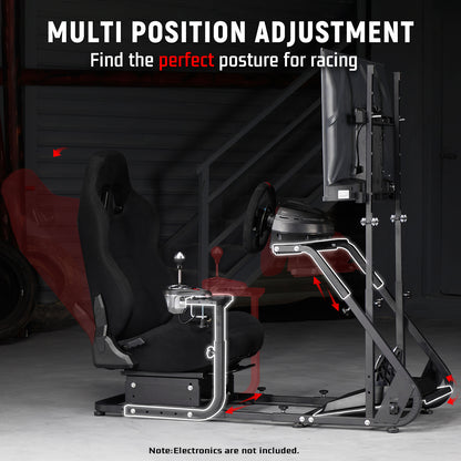 Dardoo G923 Racing Simulator Cockpit with Monitor Mount and Black Seat Adjustable Fits for Logitech G29 G920/Thrustmaster T300, Without Shifter, Wheel, Pedals and Display