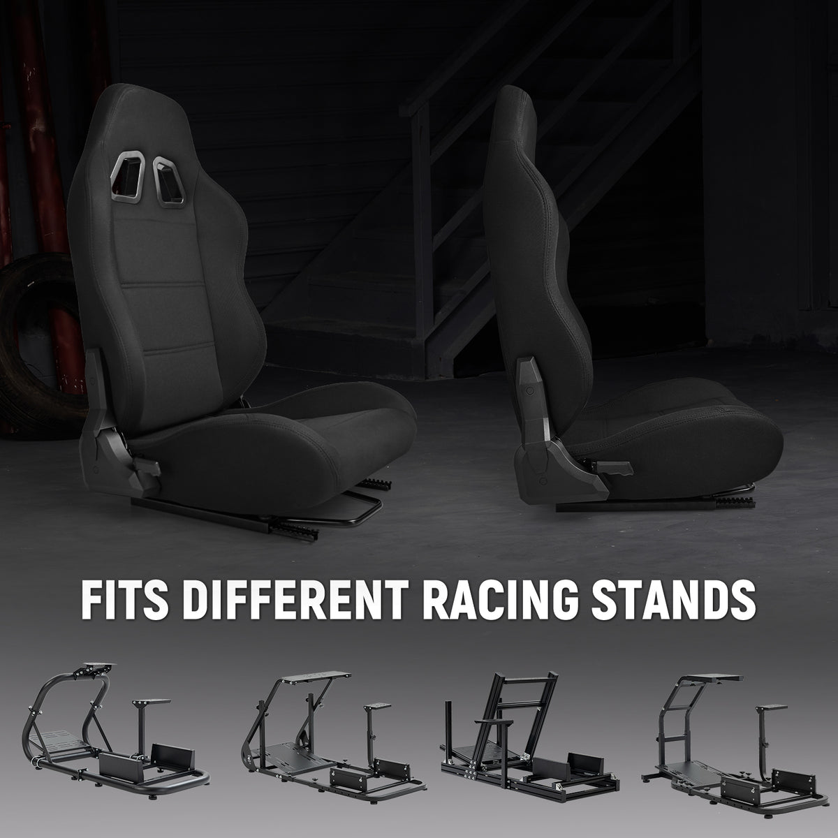 Dardoo F1 Racing Wheel Stand Cockpit with Seat, Rugged Profile 40 x 80 mm Wheel Cage Fit for Logitech G923, for Thrustmaster Sim Racing Mount without Steering Wheel, Pedal, Handbrake