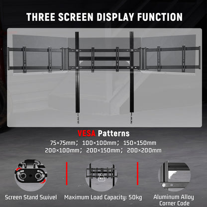 Dardoo F1 Racing Simulator Cockpit with Seat Triple-Screen Display Frames Solid profile 40 x 80 mm Wheel Stand Fit for Logitech G920 G923, for Thrustmaster T300RS Without Wheel, Pedal, Handbrake and Monitor
