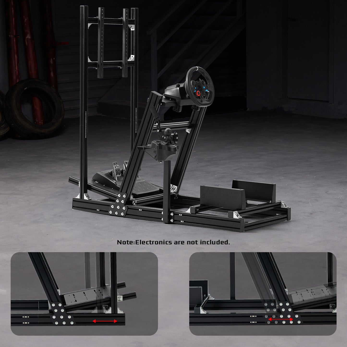 Dardoo F1 Racing Simulator Cockpit with Display Frames Solid profile 40 x 80 mm Wheel Stand Fit for Logitech G920 G923, for Thrustmaster T300RS Without Wheel, Pedal, Handbrake