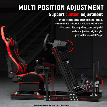 Dardoo Racing Simulator Cockpit with Seat, Profile 40x80mm Wheel Cage with Shifter Lever Stand Fit for Logitech G920 G923, for Xbox, for Thrustmaster T300Rs ,Without Steering Wheel, Pedal,Handbrake