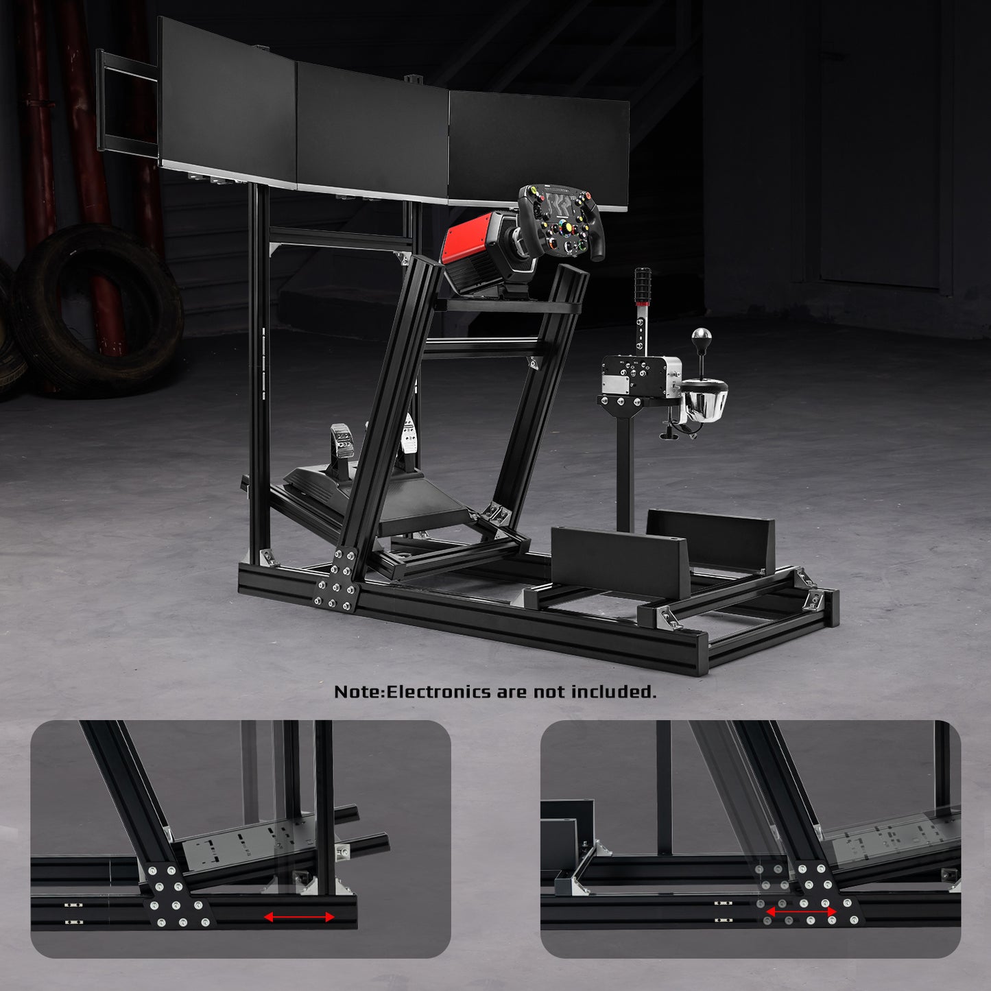 Dardoo F1 Racing Simulator Cockpit with Triple-Screen Display Frame Solid profile 40 x 80 mm Wheel Stand Fit for Logitech G920 G923, for Thrustmaster T300RS Without Wheel, Pedal, Handbrake