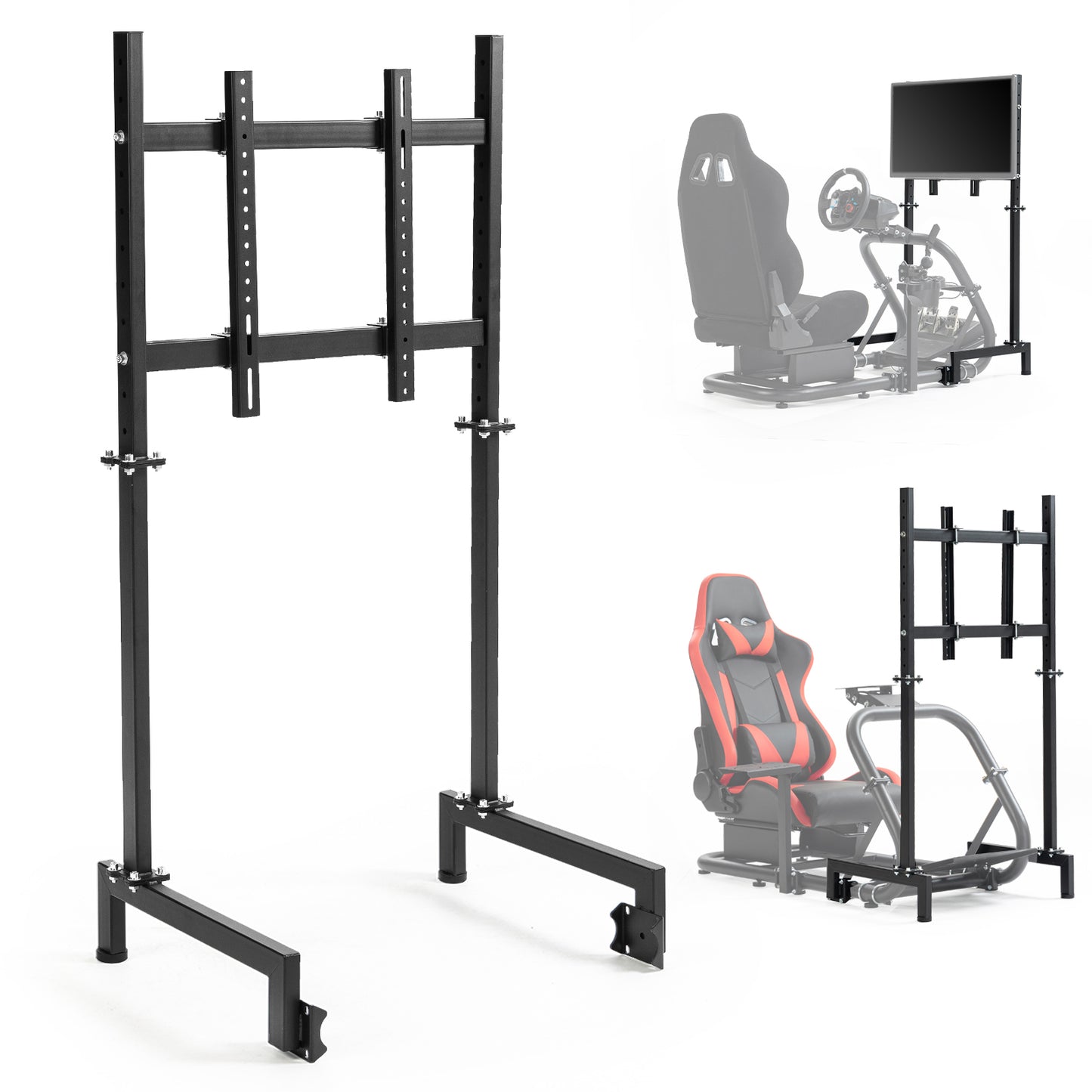 Dardoo Racing Pro Visualizer Display Stand Adjustable,Supports 27 to 65 inch Screen Racing Monitor Mount Stand, Stable Sim Racing Monitor Stand fit for Round Tube Racing Simulator Cockpit