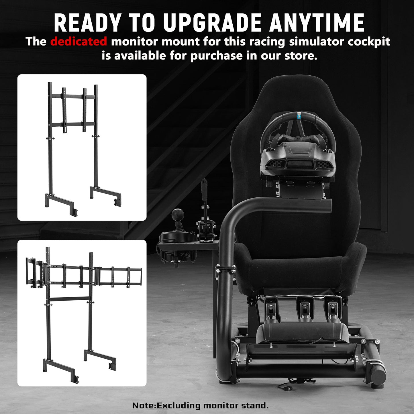 Dardoo Racing Simulator Cockpit with Black Seat, Adjustable Cockpit Simulator, Fit for Logitech G923 G29 G920, Thrustmaster Wheels Stabilized Driving Sim Cockpit, Without Wheel, Pedal and Hand Brake