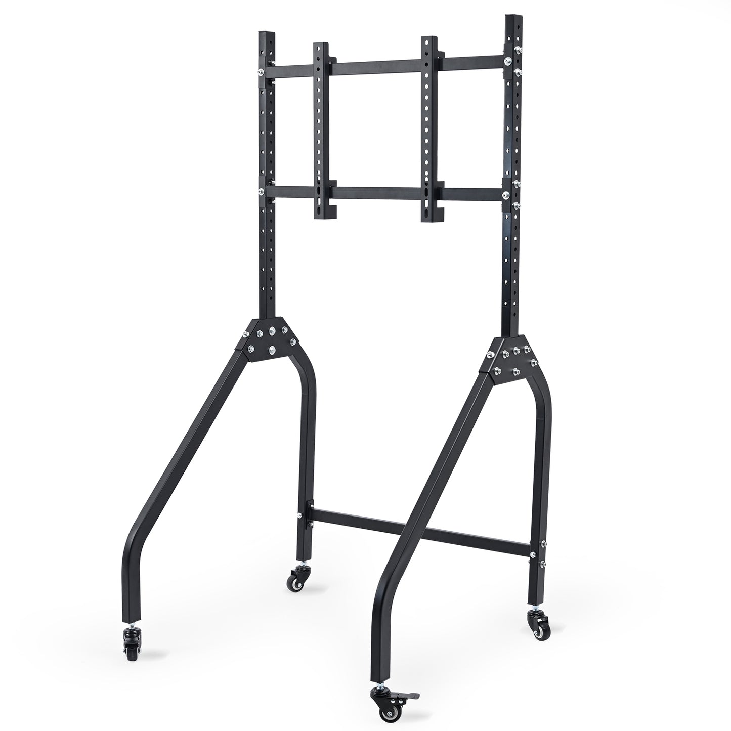 Dardoo Single Monitor Stand with Brake Casters, Premium Adjustable Mount for Racing Simulator Cockpit, Full Motion Adjustability for 27 to 65 inch Monitors, Immersive Gaming Experience