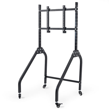 Dardoo Single Monitor Stand with Brake Casters, Premium Adjustable Mount for Racing Simulator Cockpit, Full Motion Adjustability for 27 to 65 inch Monitors, Immersive Gaming Experience