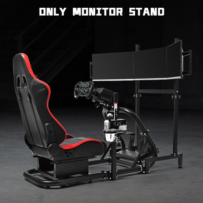 Dardoo Sim Racing Triple Monitor Stand with Adjustable Height & Width for 27 or 32 Inch Display 3 Screens TV Mount Compatible with Round Tube Racing Sim Cockpit