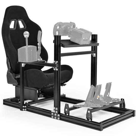 Dardoo 3060 Aluminum Racing Simulator Cockpit with Black Seat , Fully Adjustable,  Support for Logitech/Thrustmaster/Fanatec G29 G923 G920 T248 T300 GSL DD, Not Include Steering Wheel,Pedals,Handbrake