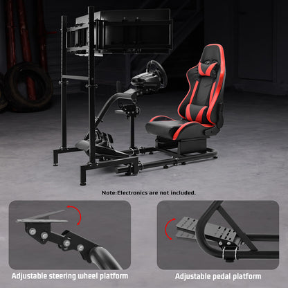 Dardoo Inspired Racing Sim Simulator Cockpit with Red Seat and  Triple Monitor Stand, Fit for Logitech G29,G25,G920,G923,T248,NOT Include Wheel Shifter Pedals