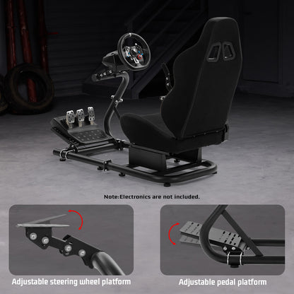 Dardoo Racing Simulator Cockpit with Black Seat, Adjustable Cockpit Simulator, Fit for Logitech G923 G29 G920, Thrustmaster Wheels Stabilized Driving Sim Cockpit, Without Wheel, Pedal and Hand Brake