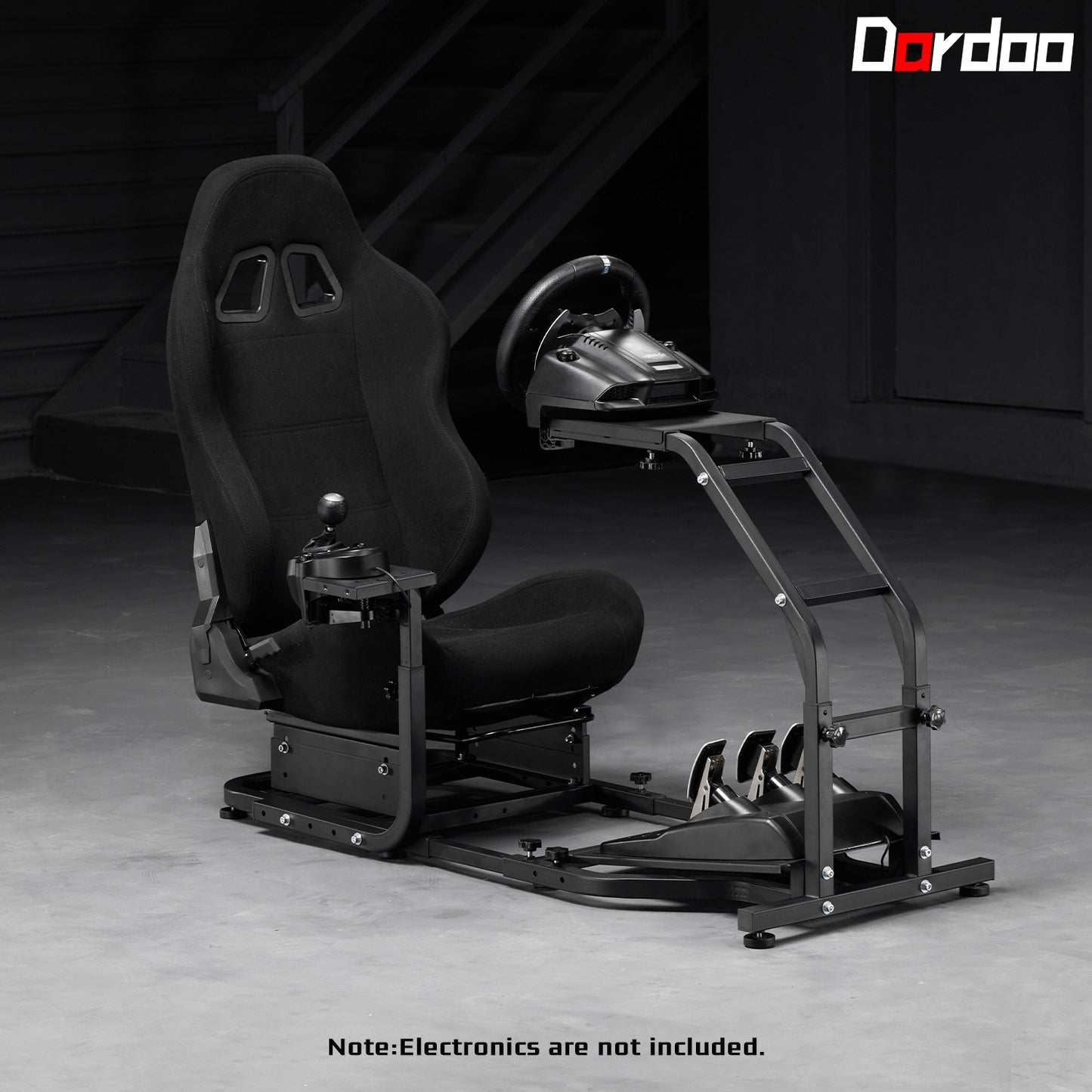 Dardoo Racing Simulator Cockpit with Adjustable Racing Seat, Fully Adjustable, Fits for Logitech G29 G920 G923, Thrustmaster T150 T300RS GT Racing Steering Wheel Stand, Not Included Wheel Shifter and Pedals