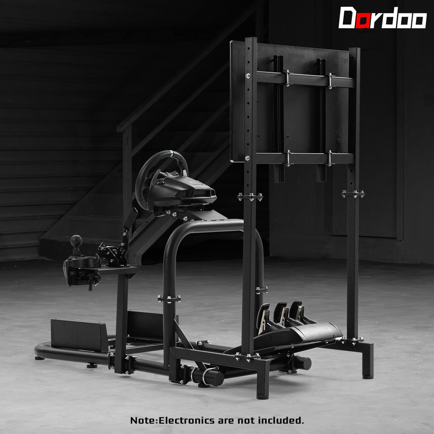 Dardoo Racing Simulator Cockpit (50mm Round Tube) with Monitor Stand L-Shaped Fit for Logitech  G29 G920 G923,for Thrustmaster,for Fanatec,Steering Wheel Stand,Not Included Wheel,Pedal and Handbrake