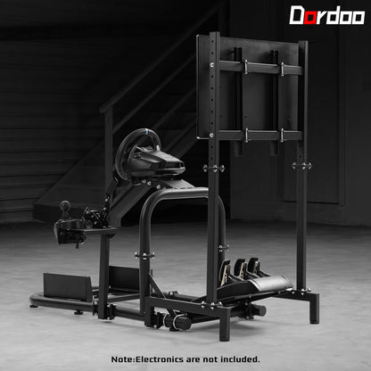 Dardoo Racing Simulator Cockpit (50mm Round Tube) with Monitor Stand L-Shaped Fit for Logitech  G29 G920 G923,for Thrustmaster,for Fanatec,Steering Wheel Stand,Not Included Wheel,Pedal and Handbrake