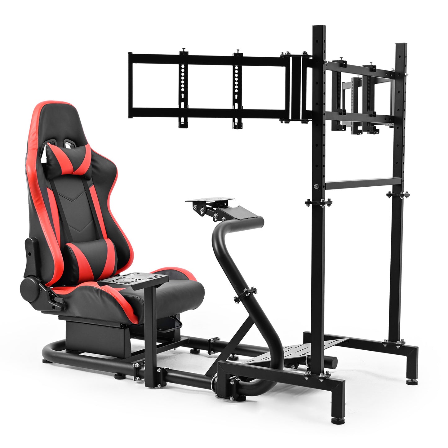 Dardoo Inspired Racing Sim Simulator Cockpit with Red Seat and  Triple Monitor Stand, Fit for Logitech G29,G25,G920,G923,T248,NOT Include Wheel Shifter Pedals
