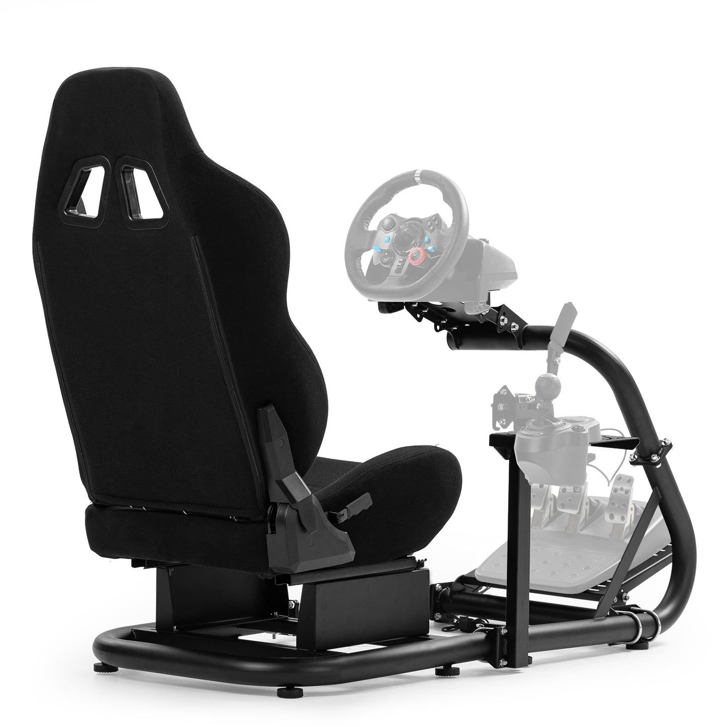 Dardoo Racing Simulator Cockpit with Black Seat, Adjustable Cockpit Simulator, Fit for Logitech G923 G29 G920, Thrustmaster Wheels Stabilized Driving Sim Cockpit, Without Wheel, Pedal and Hand Brake