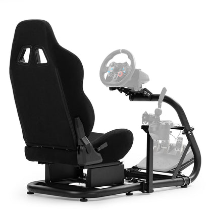 Dardoo Racing Simulator Cockpit with Black Seat, Adjustable Cockpit Simulator, Fit for Logitech G923 G29 G920, Thrustmaster Wheels Stabilized Driving Sim Cockpit, Without Wheel, Pedal and Hand Brake