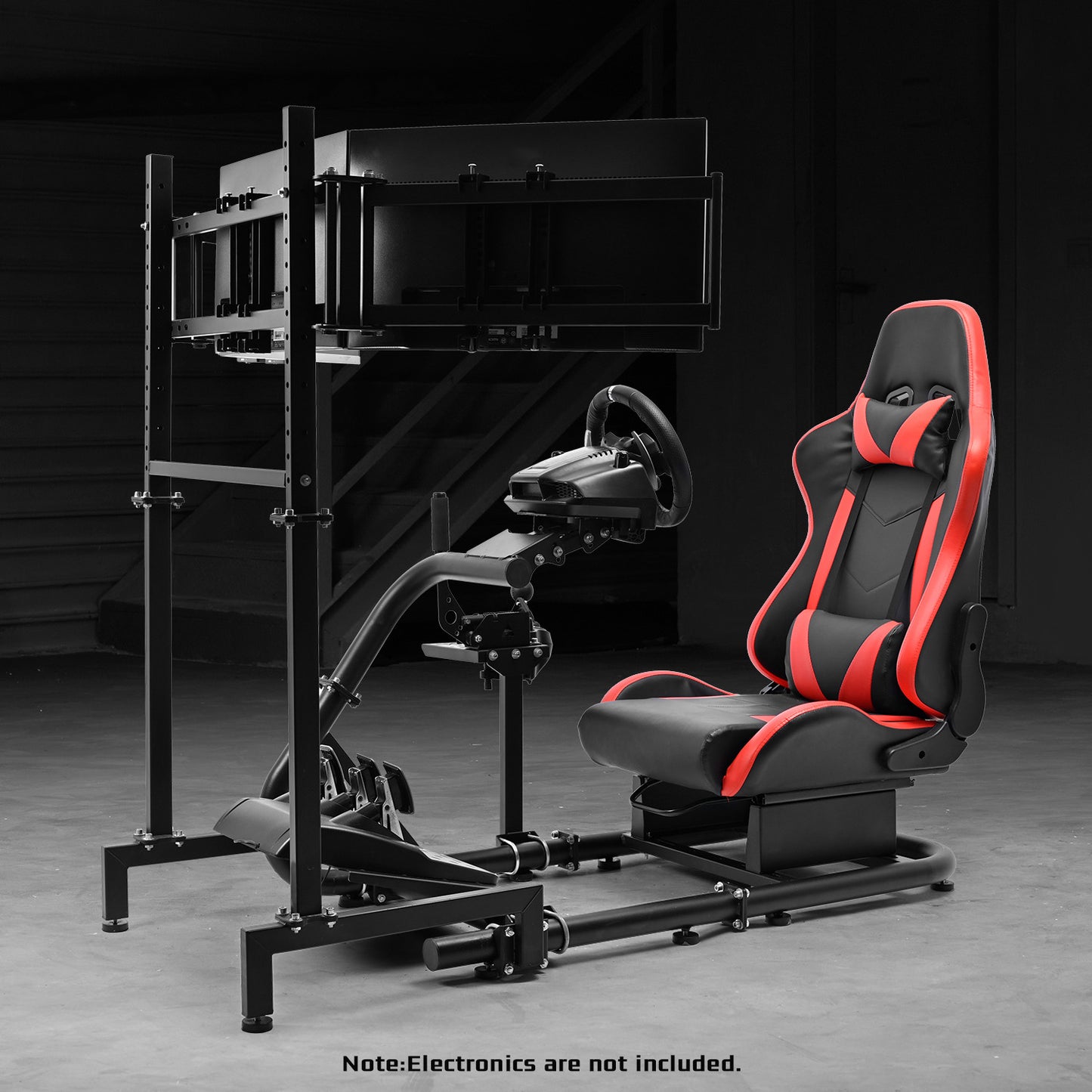 Dardoo Inspired Racing Sim Simulator Cockpit with Red Seat and  Triple Monitor Stand, Fit for Logitech G29,G25,G920,G923,T248,NOT Include Wheel Shifter Pedals