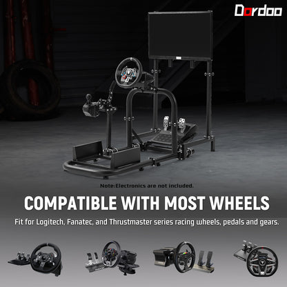 Dardoo Racing Simulator Cockpit (50mm Round Tube) with Monitor Stand L-Shaped Fit for Logitech  G29 G920 G923,for Thrustmaster,for Fanatec,Steering Wheel Stand,Not Included Wheel,Pedal and Handbrake