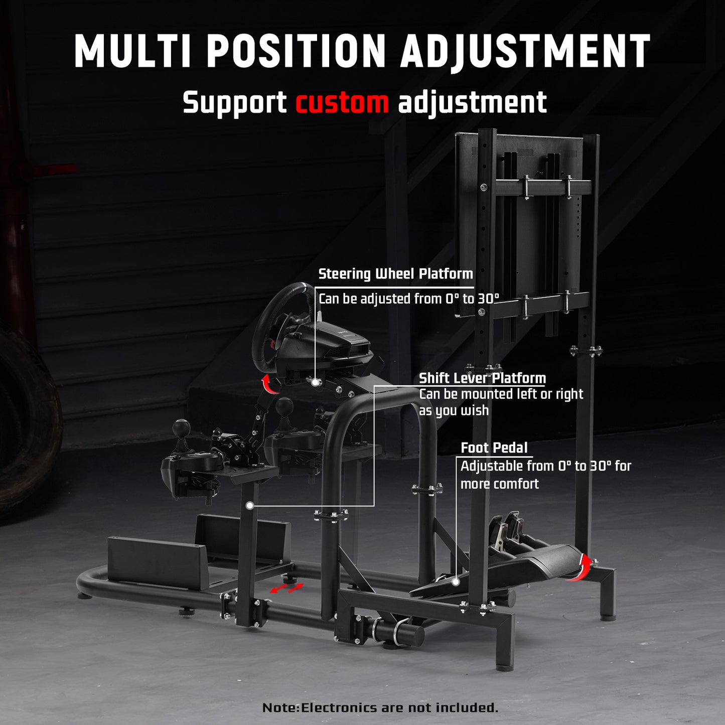 Dardoo Racing Simulator Cockpit (50mm Round Tube) with Monitor Stand L-Shaped Fit for Logitech  G29 G920 G923,for Thrustmaster,for Fanatec,Steering Wheel Stand,Not Included Wheel,Pedal and Handbrake