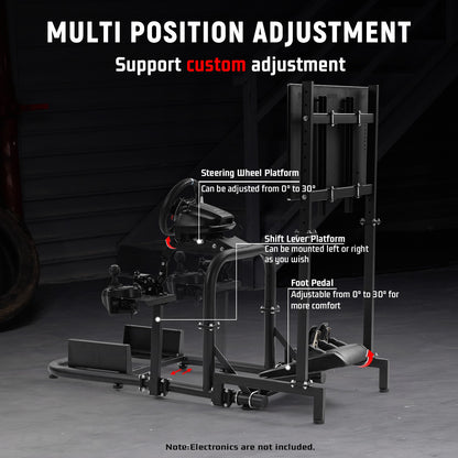 Dardoo Racing Simulator Cockpit (50mm Round Tube) with Monitor Stand L-Shaped Fit for Logitech  G29 G920 G923,for Thrustmaster,for Fanatec,Steering Wheel Stand,Not Included Wheel,Pedal and Handbrake