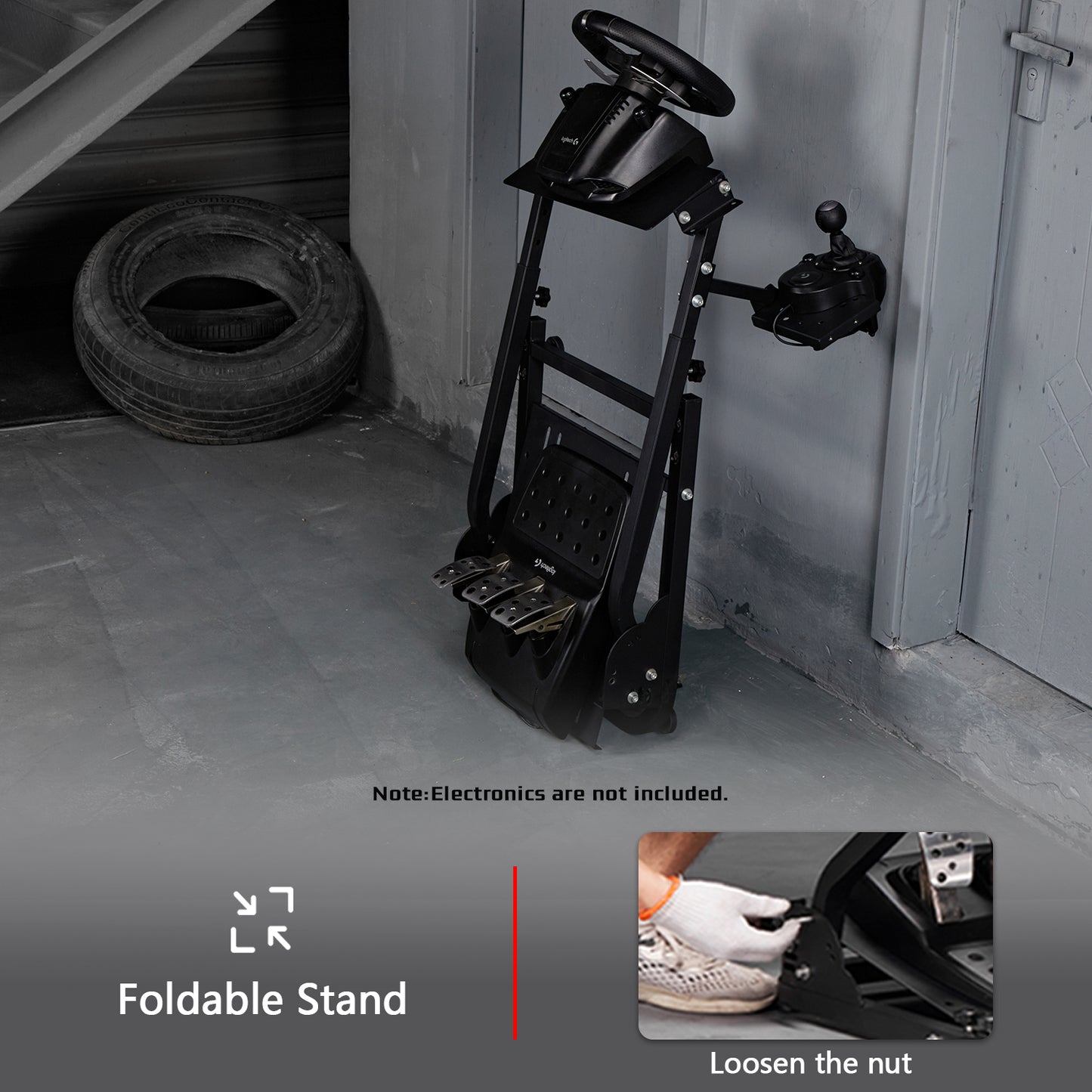 Dardoo Racing Wheel Stand Frame Foldable Fit for Logitech G920,G29,G25,G923, Thrustmaster T80 T150 TX F430, Fanatec, Adjustable Steering Wheel Platform, not Included Wheel and Pedals, Shifter