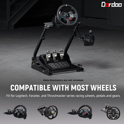 Dardoo Racing Wheel Stand Frame Foldable Fit for Logitech G920,G29,G25,G923, Thrustmaster T80 T150 TX F430, Fanatec, Adjustable Steering Wheel Platform, not Included Wheel and Pedals, Shifter