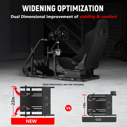 Dardoo Racing Gaming Simulator Cockpit Stand with Black Seats Fits for Logitech G25 G27 G29 G920 G923, Thrustmaster, Fanatec Compatible with Xbox Playstation PC Platforms, Wheel& Pedals Not Included