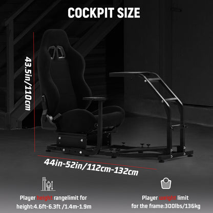 Dardoo Racing Simulator Cockpit with Adjustable Racing Seat, Fully Adjustable, Fits for Logitech G29 G920 G923, Thrustmaster T150 T300RS GT Racing Steering Wheel Stand, Not Included Wheel Shifter and Pedals
