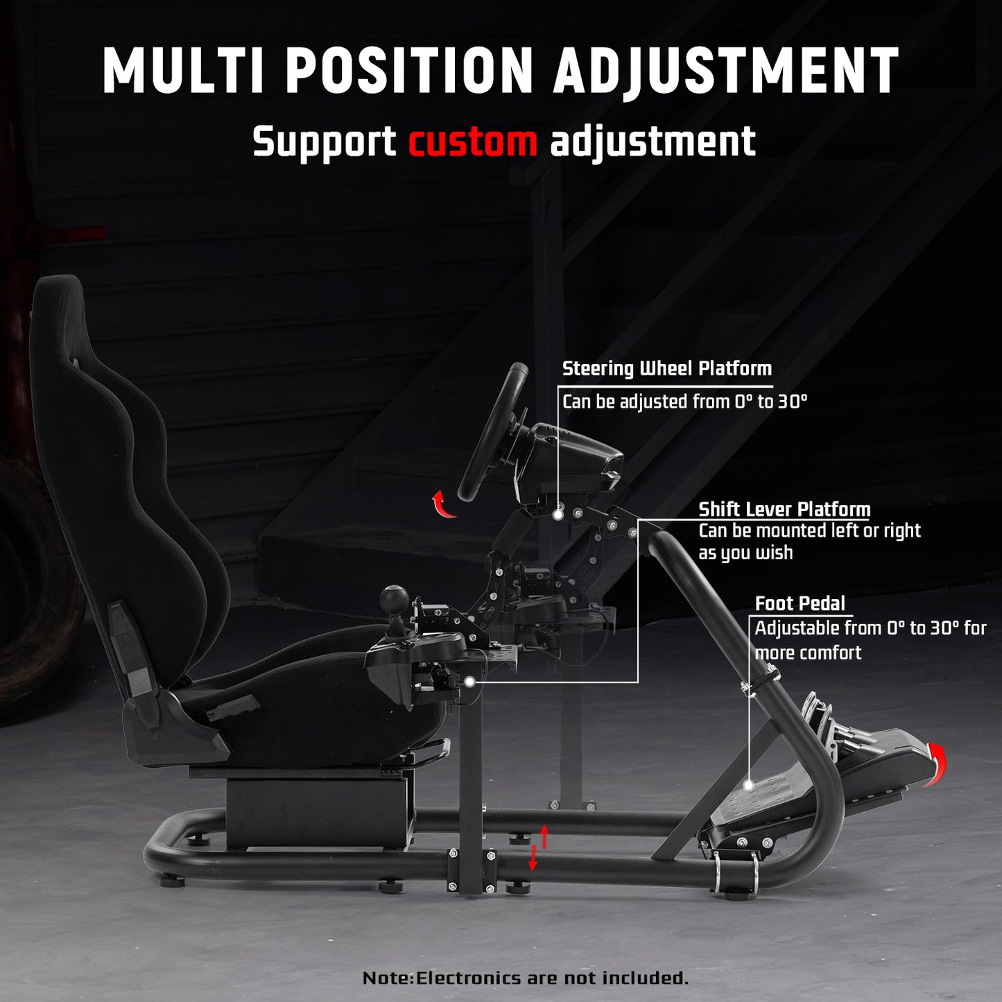 Dardoo Racing Simulator Cockpit with Black Seat, Adjustable Cockpit Simulator, Fit for Logitech G923 G29 G920, Thrustmaster Wheels Stabilized Driving Sim Cockpit, Without Wheel, Pedal and Hand Brake