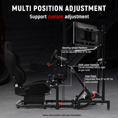 Dardoo Inspired Racing Sim Simulator Cockpit with Black Seat and  Triple Monitor Stand, Fit for Logitech Thrustmaster G29,G25,G920,G923,T248,NOT Include Wheel Shifter Pedals