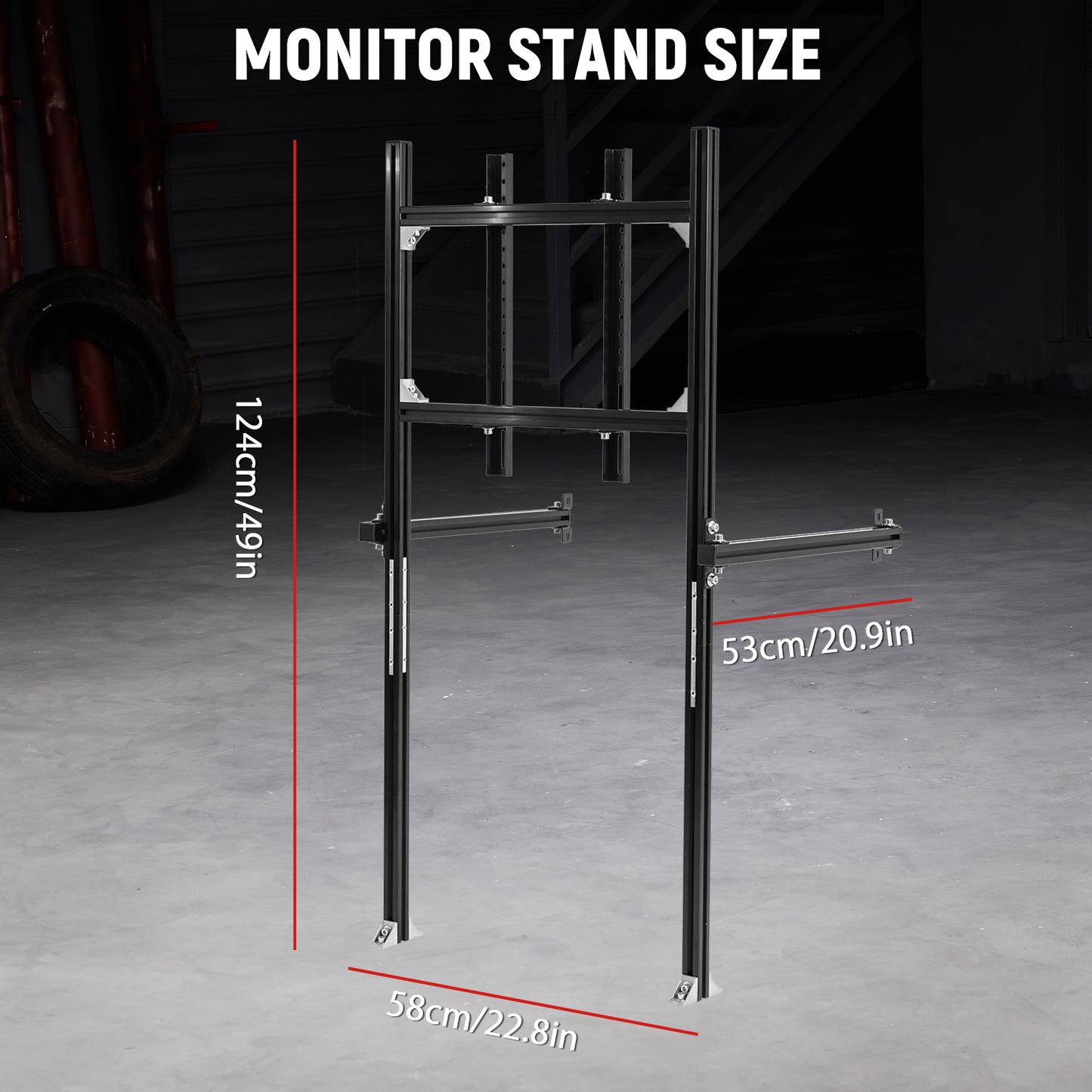Dardoo 3060 Heavy-Duty Aluminum Extrusion Monitor Mount Compatible with 27-65 Inch Height Adjustable, Supports DIY Expansion Modification Racing Cockpit with Seat
