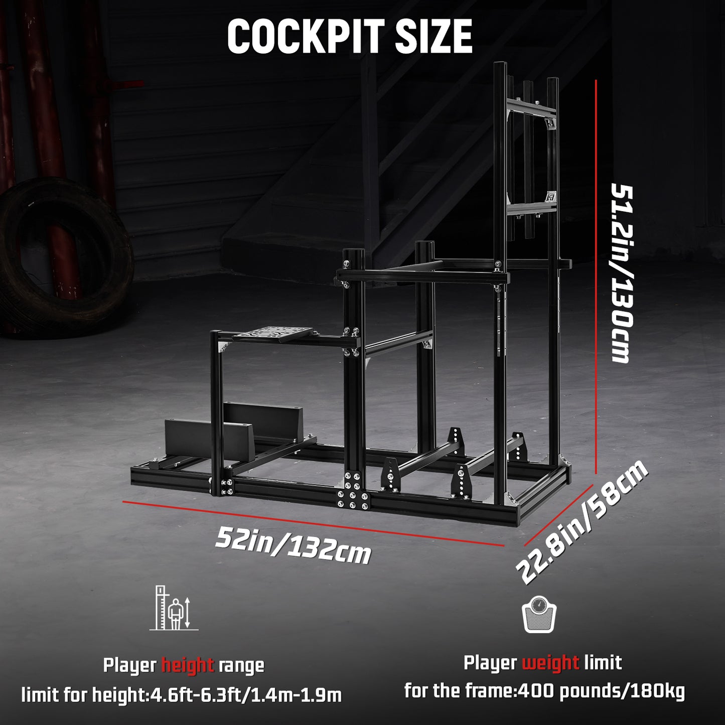 Dardoo 3060 Aluminum Racing Simulator Cockpit with TV Stand , Fully Adjustable,  Support for Logitech/Thrustmaster/Fanatec G29 G923 G920 T248 T300 GSL DD, Not Include Steering Wheel,Pedals,Handbrake