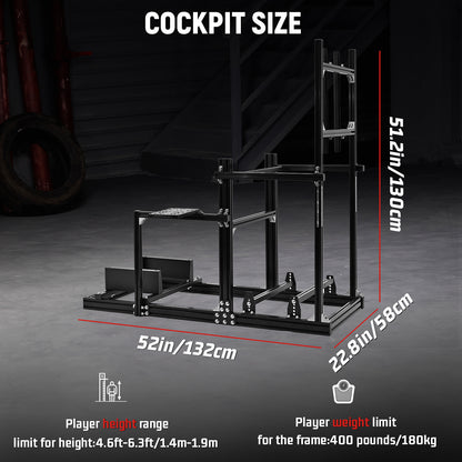 Dardoo 3060 Aluminum Racing Simulator Cockpit with TV Stand , Fully Adjustable,  Support for Logitech/Thrustmaster/Fanatec G29 G923 G920 T248 T300 GSL DD, Not Include Steering Wheel,Pedals,Handbrake