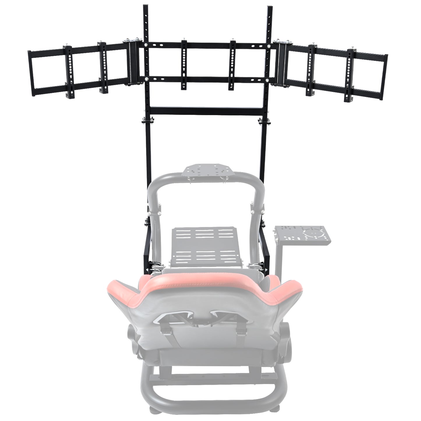 Dardoo Sim Racing Triple Monitor Stand with Adjustable Height & Width for 24-32 Inch Display 3 Screens TV Mount Compatible with Round Tube Racing Sim Cockpit