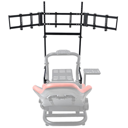 Dardoo Sim Racing Triple Monitor Stand with Adjustable Height & Width for 24-32 Inch Display 3 Screens TV Mount Compatible with Round Tube Racing Sim Cockpit