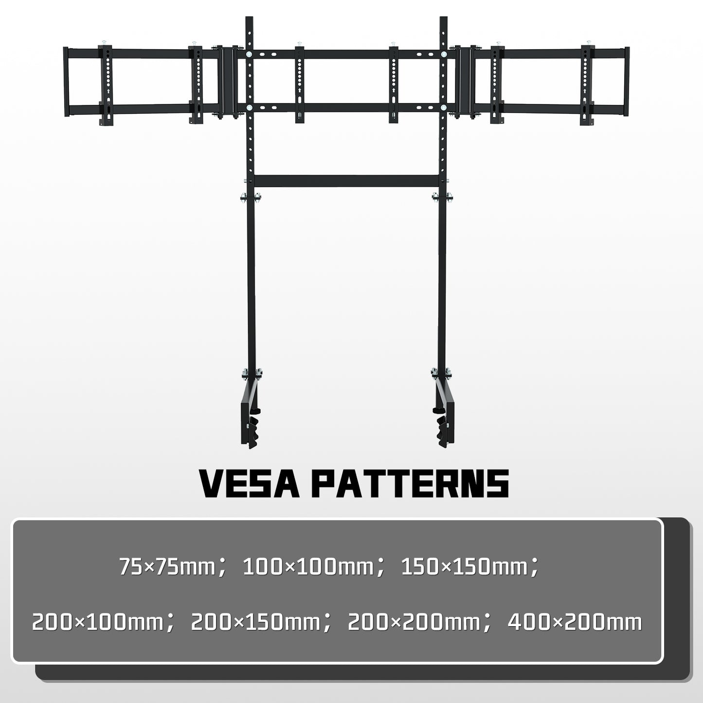 Dardoo Sim Racing Triple Monitor Stand with Adjustable Height & Width for 24-32 Inch Display 3 Screens TV Mount Compatible with Round Tube Racing Sim Cockpit