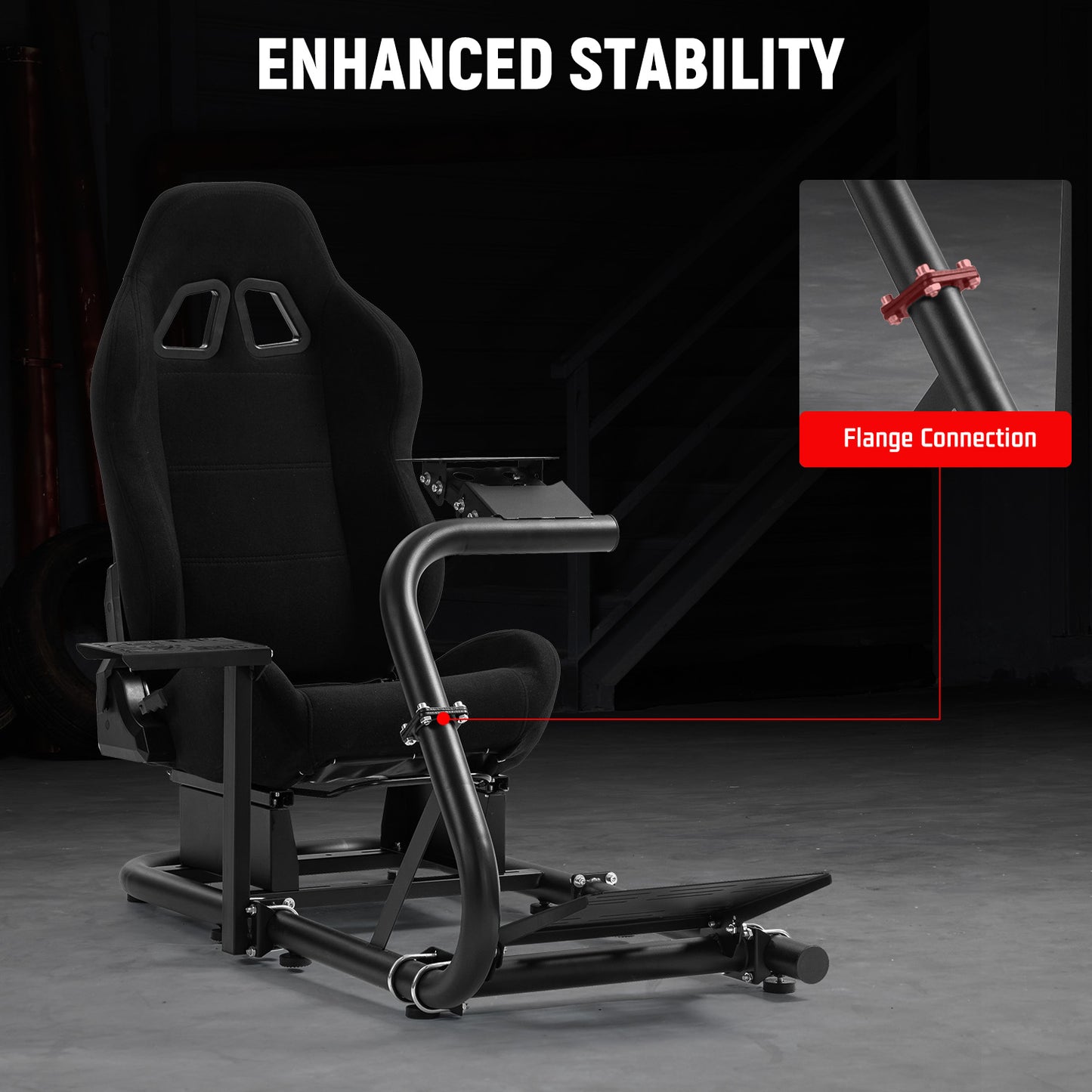 Dardoo Racing Simulator Cockpit with Black Seat, Adjustable Cockpit Simulator, Fit for Logitech G923 G29 G920, Thrustmaster Wheels Stabilized Driving Sim Cockpit, Without Wheel, Pedal and Hand Brake