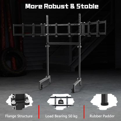 Dardoo Sim Racing Triple Monitor Stand with Adjustable Height & Width for 27 or 32 Inch Display 3 Screens TV Mount Compatible with Round Tube Racing Sim Cockpit