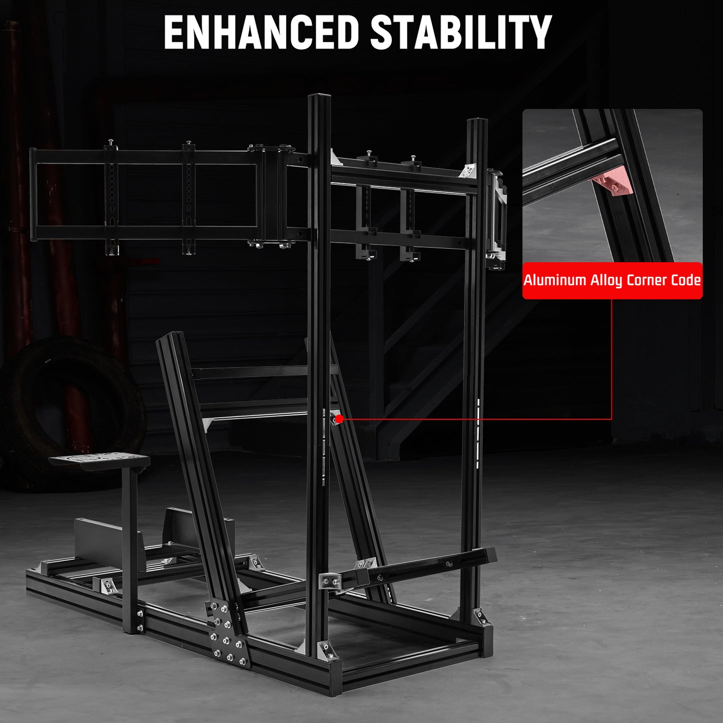 Dardoo F1 Racing Simulator Cockpit with Triple-Screen Display Frame Solid profile 40 x 80 mm Wheel Stand Fit for Logitech G920 G923, for Thrustmaster T300RS Without Wheel, Pedal, Handbrake