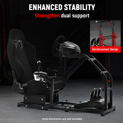 Dardoo Racing Simulator Cockpit with Adjustable Racing Seat, Fully Adjustable, Fits for Logitech G29 G920 G923, Thrustmaster T150 T300RS GT Racing Steering Wheel Stand, Not Included Wheel Shifter and Pedals