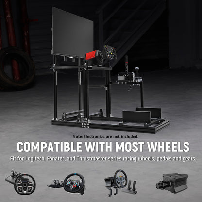 Dardoo 3060 Aluminum Racing Simulator Cockpit with TV Stand , Fully Adjustable,  Support for Logitech/Thrustmaster/Fanatec G29 G923 G920 T248 T300 GSL DD, Not Include Steering Wheel,Pedals,Handbrake